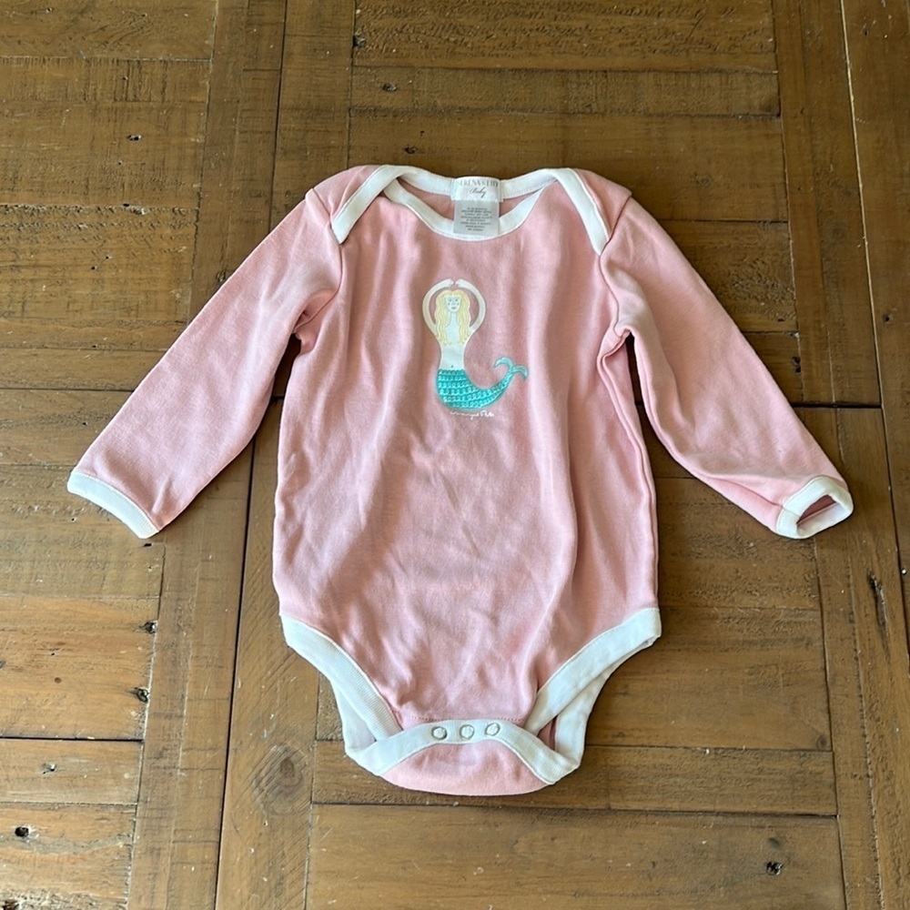 Serena & Lily pink mermaid long sleeve onesie